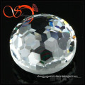 Transparent white hexagon facets round glass gemstone